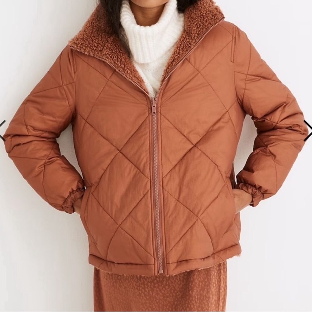Madewell Rust Shearling Reversible Jacket